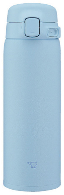 ZOJIRUSHI 象印 不鏽鋼無縫蓋輕量保溫保冷瓶 一鍵式 480ml SU-BA48-AM, 1個, 粉藍色