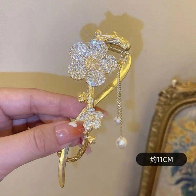 金色花朵流蘇扭扭夾