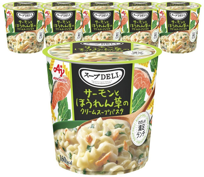 AJINOMOTO 味之素 義式通心粉杯麵 奶油鮭魚菠菜口味, 6入, 39g