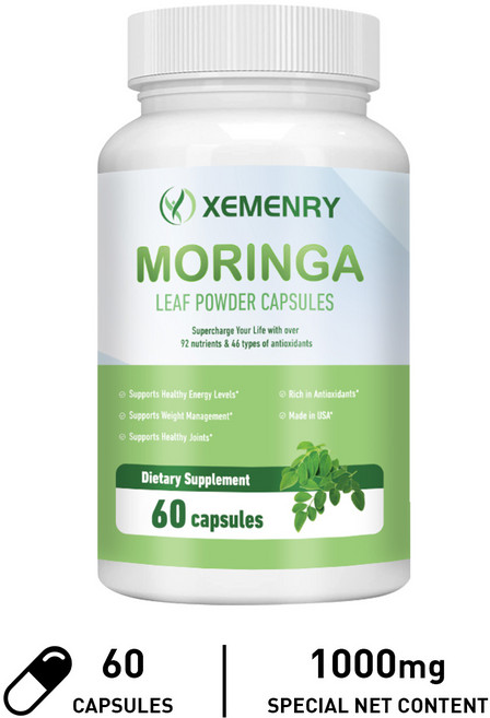 XEMENRY Moringa 葉粉膠囊 92種營養素與44種抗氧化劑, 60組
