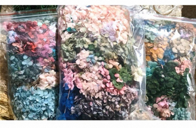 永生繡球乾燥花 拍照道具 手作材料 捧花 花束 玻璃罩 浮游花 花材 美甲, 5克/盒裝/隨機混色