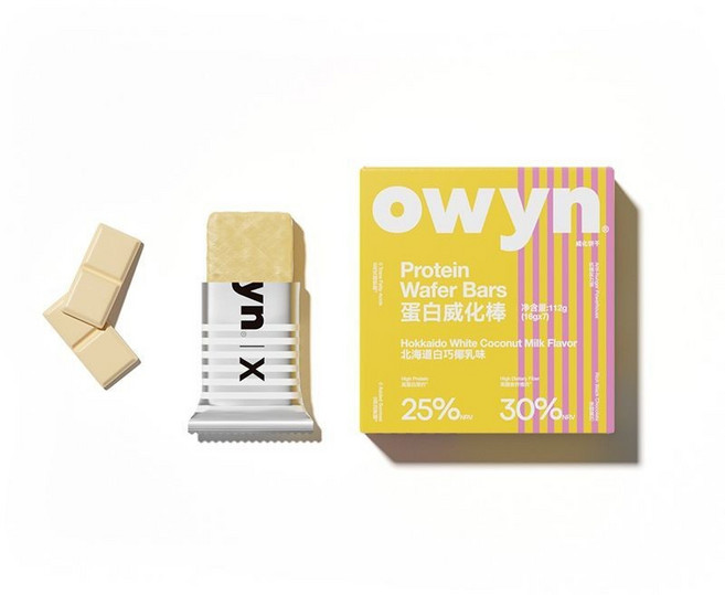 owyn 蛋白威化棒 5種口味各1盒, 1個, 白巧椰乳味**1盒