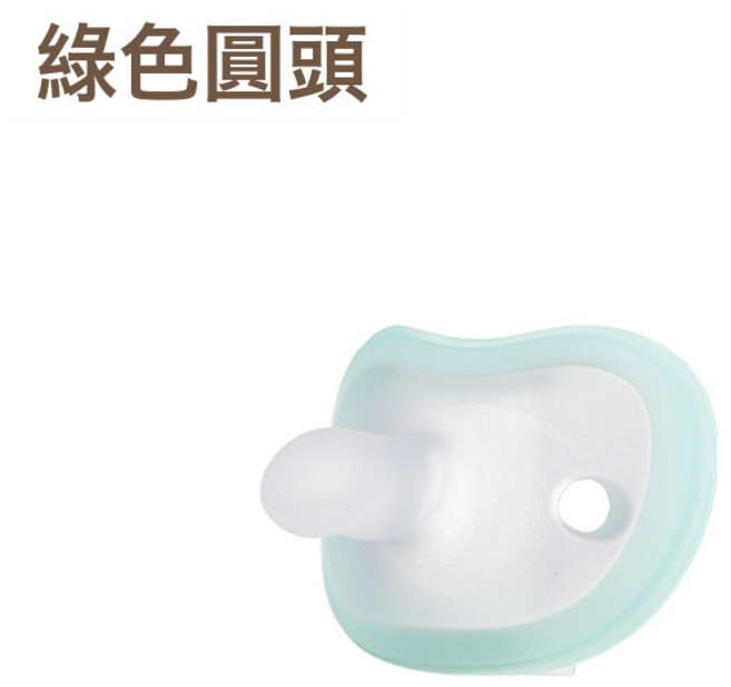 DIU 嬰兒安撫奶嘴新生寶寶超軟硅膠仿母乳奶嘴夜用扁頭安睡神器, 1個, 如圖, 圓頭仿母乳-綠色 防掉鏈+防塵盒