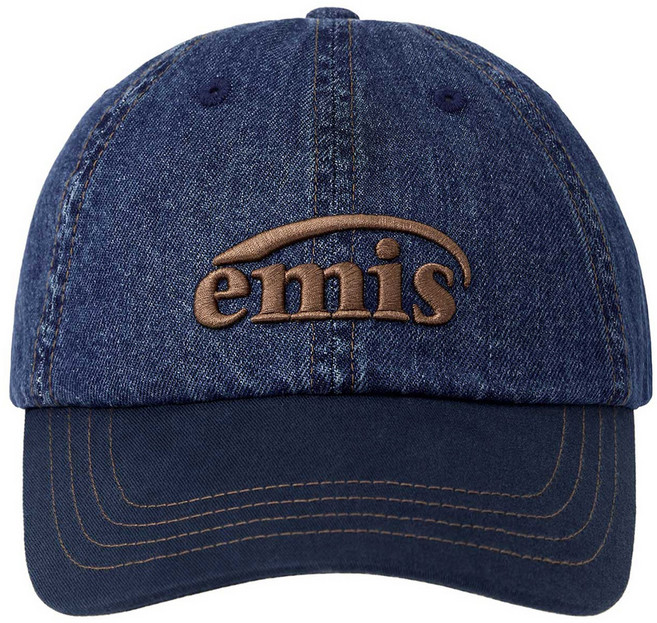 Emis 中性款水洗牛仔刺繡Logo棒球帽