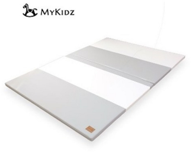 Mykidz 無縫抗菌五折墊 爬行墊 遊戲墊 防撞地墊, 台灣製-無縫抗菌灰白,100*140二折墊, 無縫抗菌灰白