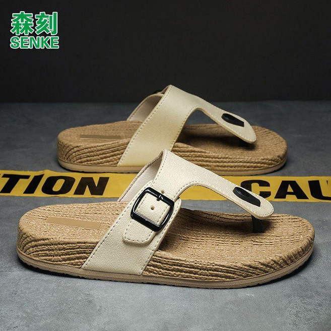 good 新款休閒軟底潮流風戶外男士厚底人字拖烏薩奇拖鞋防滑夏季, 卡其,39