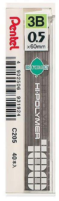 PENTEL 自動筆 40本入, 1個裝, 飛龍 鉛筆心C205 0.5-3B (筒