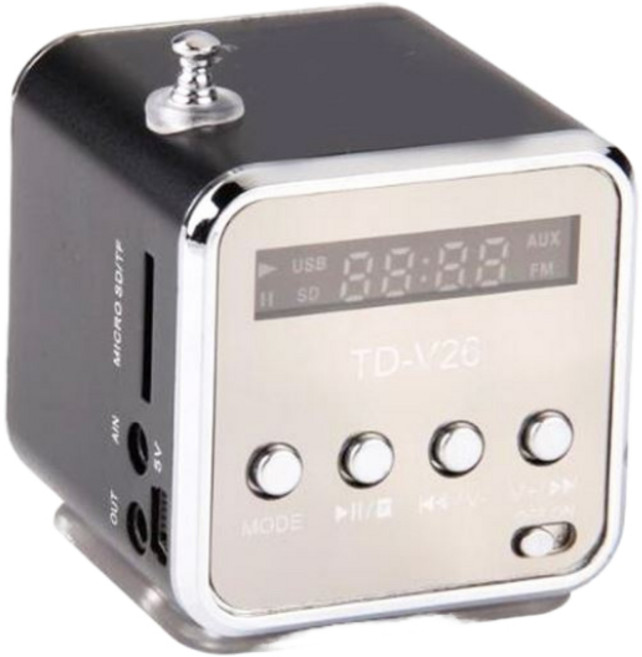 ANENG TD-V26 迷你USB插卡音箱 FM收音機 MP3播放器, 曜石黑, 曜石黑