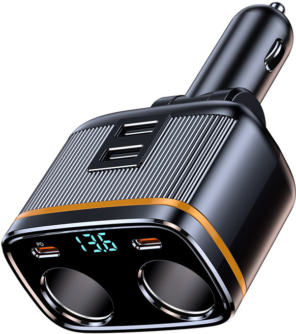 C27 車載充電器 雙孔點煙器擴展器 PD45W快充, 2口, 1個