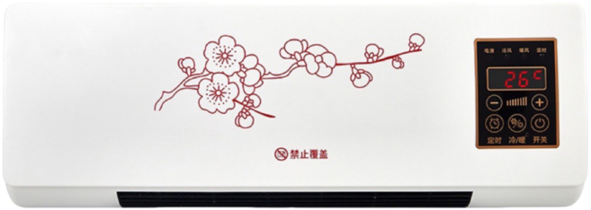 快速升溫 智能恆溫 安全節能, 白色+梅花花紋, 壁掛冷暖風扇暖風機【梅花】冷暖兩用+可壁排+連控器操作