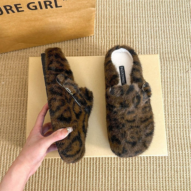 毛毛鞋 女鞋 秋冬季加絨半拖鞋 舒適升級