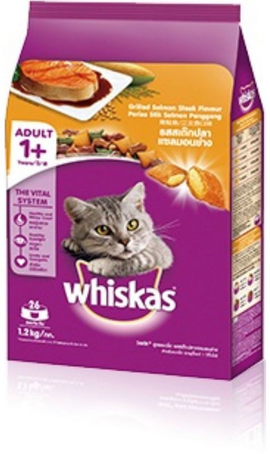 偉嘉Whiskas 貓飼料 高適口性 貓主食 貓乾糧, 鮭魚, 1.2kg, 1包