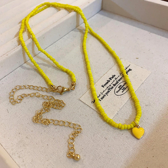 湉湉精品 愛心滴油串珠米珠項鏈