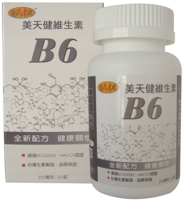 MEGA+CARE 美天維生素 B6 錠 全新配方 健康關懷, 0.25g, 1個