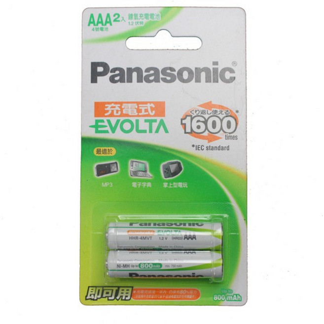 Panasonic 國際牌 AAA 鎳氫充電電池 低自放電 可即用 800mAh, 一卡入(2個)