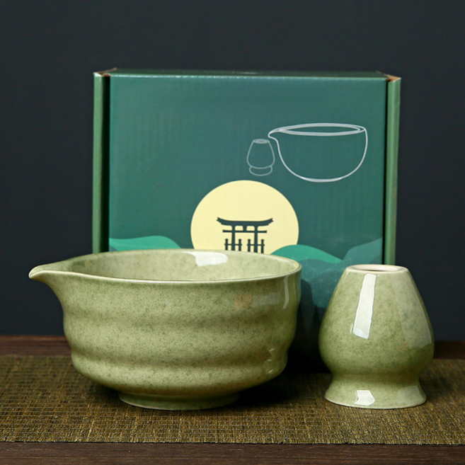 日式抹茶碗套裝, 抹茶色抹茶碗2件套 盒裝, 1個