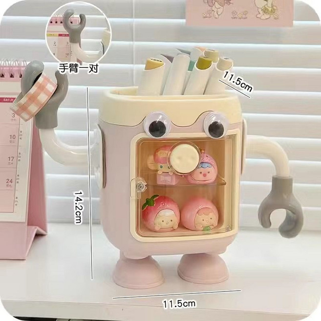 簡約創意筆筒 多功能桌面收納盒, 1個【粉色+大眼睛+大手】,多功能分類收納/升級創意磁吸款, 1個