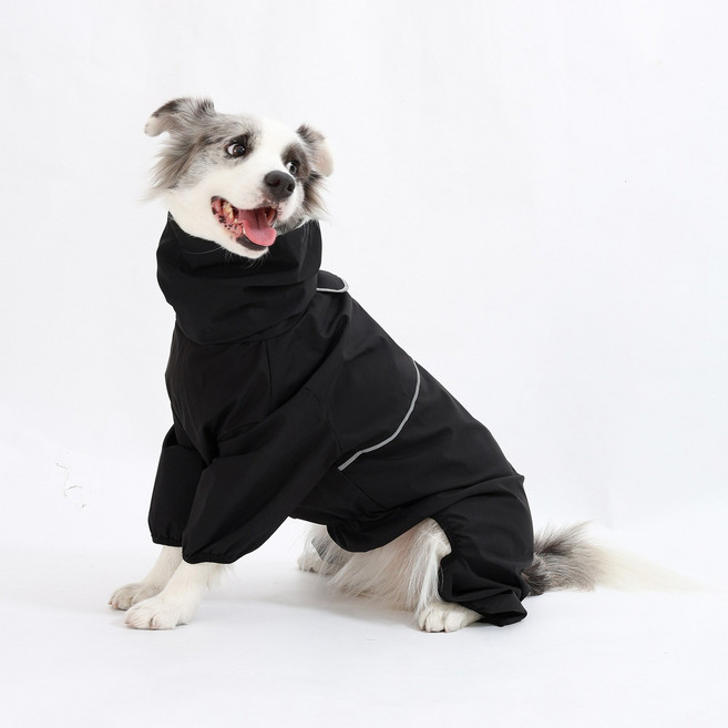中大型犬防水防風衝鋒衣狗狗雨衣, 黑色防水衝鋒衣, 1套