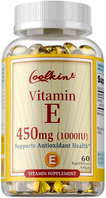 Coolkin 維他命 E 450mg (1000IU) 軟膠囊 支持抗氧化健康, 60組