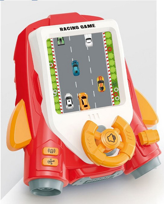 兒童賽車遊戲機 模擬駕駛 益智玩具 方向盤操作 多種音樂模式, 紅色(賽車), 1個