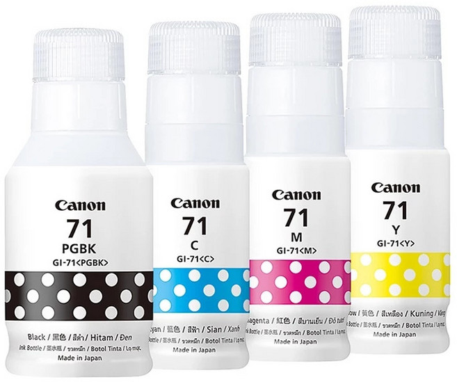 CANON GI-71 原廠連供墨水 GI71 適用 G2730 G3730 G3770 G3780 G4770, 1個, GI-71 黑色135ml 彩色70ml,四色一組裸裝, 四色一組裸裝