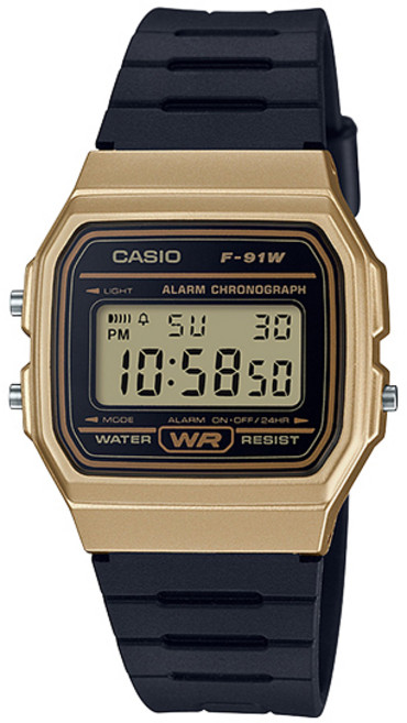 CASIO卡西歐 F-91WM 經典LED電子錶 金框(F-91WM-9A)