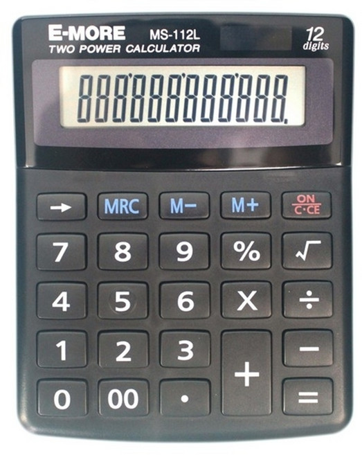 E-MORE 中型12位數計算機 國家考試專用, 1個, MS-112L黑