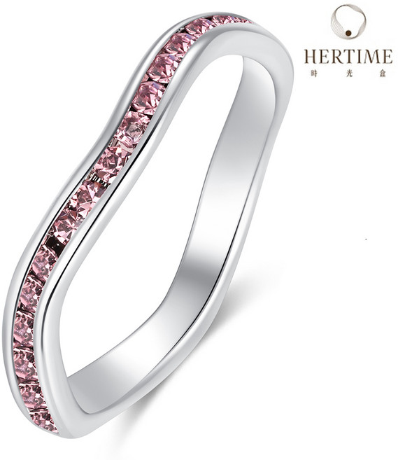 【hertime 時光盒】生日石波浪銀色戒指(6月紫翠玉)