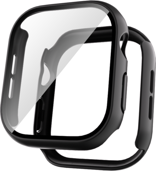 Apple Watch 46mm 保護殼 內附9H鋼化玻璃貼, 黑色, 1個