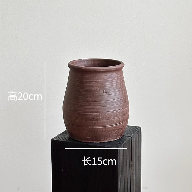 陶瓷花瓶插花擺件中式粗陶罐創意, 陶罐棕色花瓶