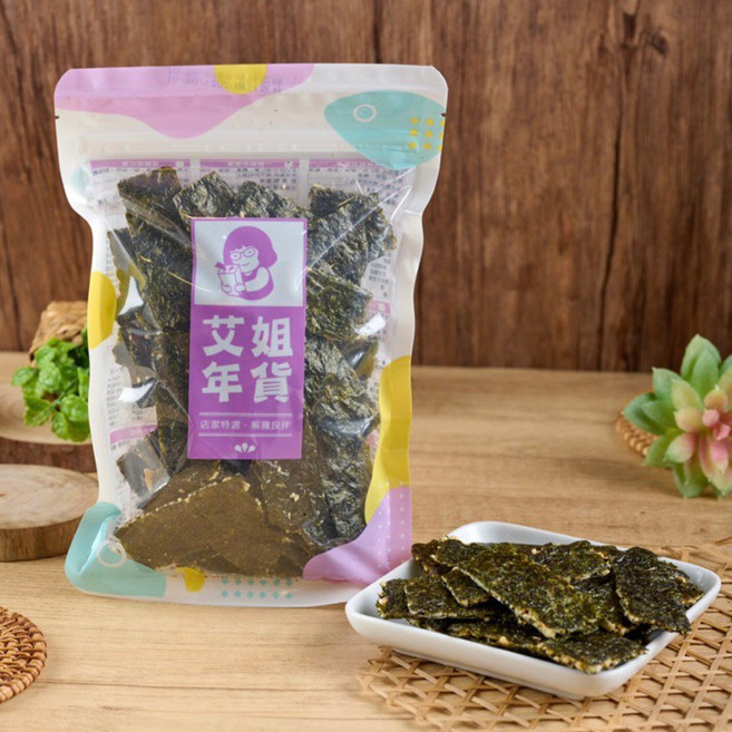 艾姐年貨 海苔杏仁脆片 (酥脆口感 獨立包裝 健康零食), 1個, 淨重100g