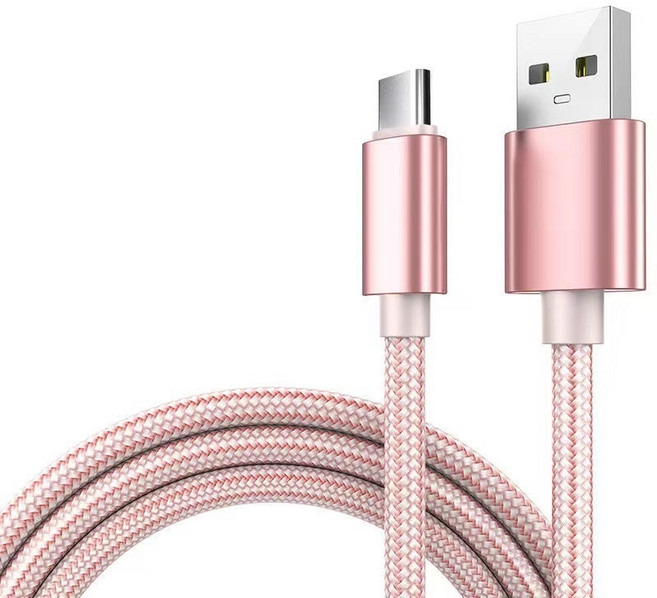 Type-C 充電線,適用華為小米, 玫瑰金,2M快速充電, 1個