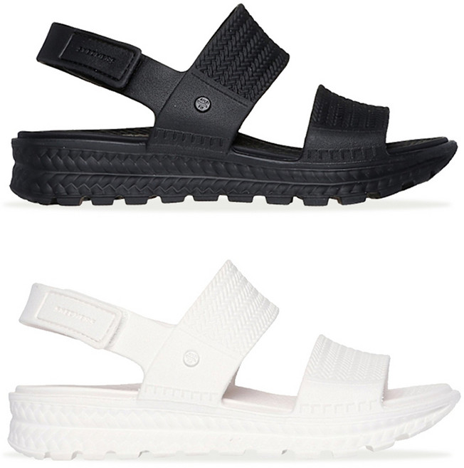 SKECHERS 女 ARCH FIT FOOTSTEPS 涼鞋, 111461BBK(黑),US9-26CM, 黑/白, 260mm
