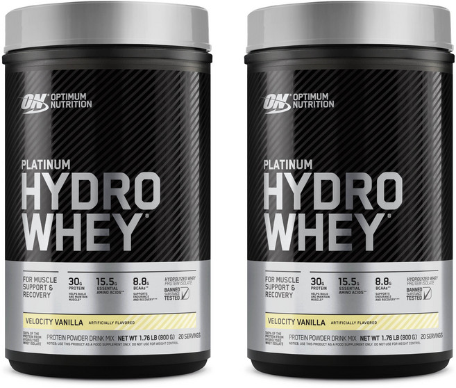 Optimum Nutrition Platinum Hydrowhey 分離蛋白補充劑, Velocity Vanilla, 800g, 2罐