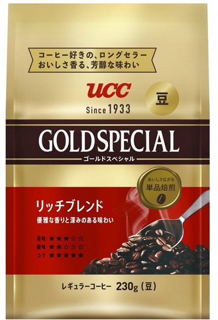 UCC 黃金特選濃鬱綜合常規咖啡原豆, 1個, 230g