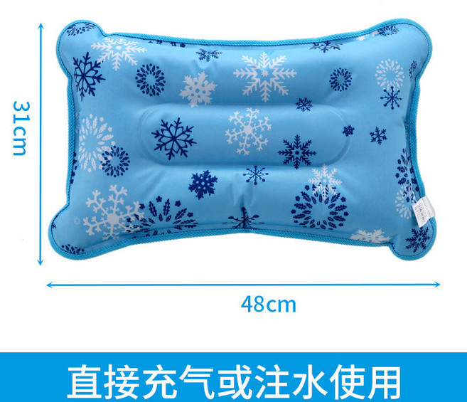 冰枕 充氣水枕頭 夏季注水降溫涼墊, 自注水31*48淺雪花款