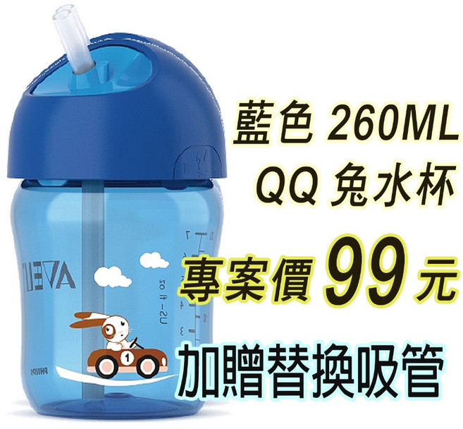 Avent QQ兔吸管水杯 260mL 附替換吸管, 1個, QQ兔吸管水杯,藍色 49元,替換贈吸管