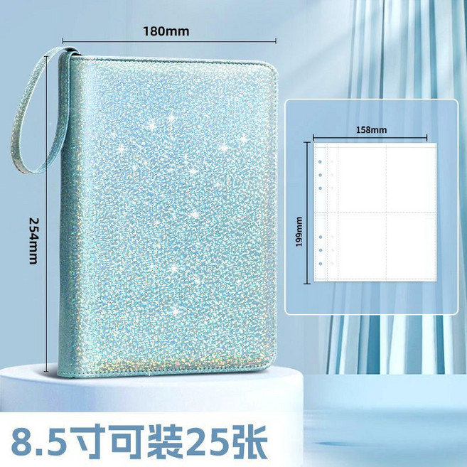 卡冊 活頁收藏冊 拍立得愛豆 皮質卡牌收集冊, 1個, 藍色 2025新款