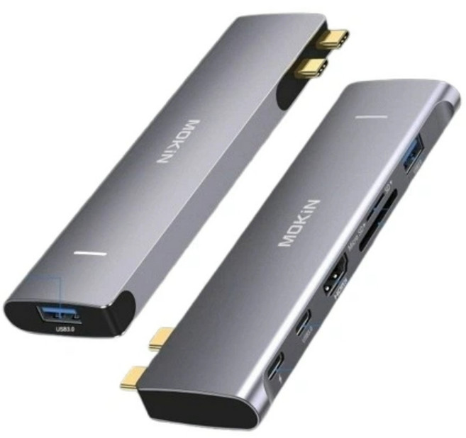 擴展塢 MOKiN USB-C HUB 7in2 多功能擴充集線器 4K Thunderbolt 3 PD100W快充, 銀色- USB-C HUB 7in2 多功能擴充集線器, 1個