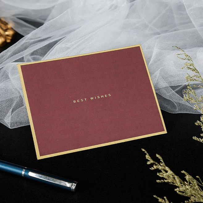簡約高質感燙金萬用卡, 暗红BEST WISHES(純卡片), 1個