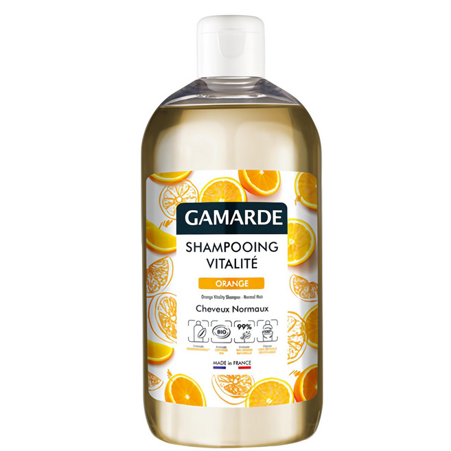 法國珂瑪德 GAMARDE 甜橙活力洗髮精 500ml 柔順保濕 恢復髮根活力 清爽不緊繃 無矽靈, 1件