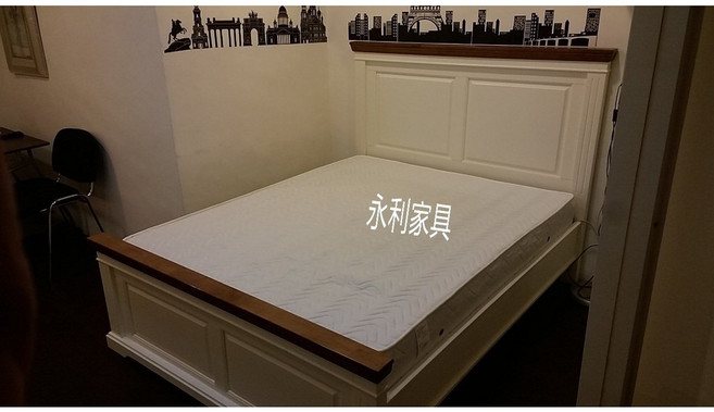雅典雙色雙人床 原木面 5尺床台