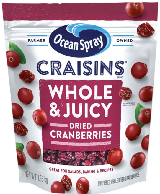 Ocean Spray Craisins 全果蔓越莓乾 1.36公斤 口感柔軟酸甜 適合沙拉烘焙, 1360g, 1個