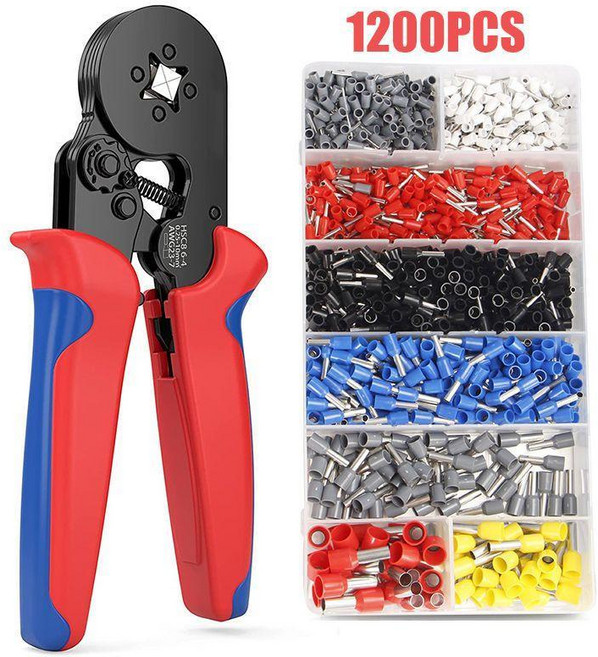good 針型端子壓線鉗型冷壓端子電工鉗壓接工具, 1個, HSC8 6-4A+1200端子組合