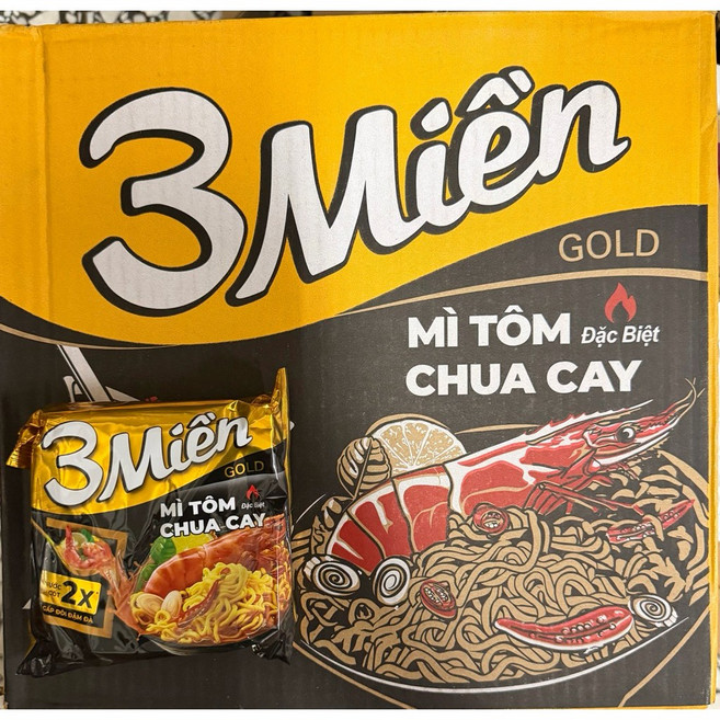 3Mien GOLD 越南酸蝦泡麵, 1個, 248 箱裝酸蝦風味(75gX30包)