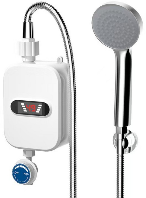220V 3000W 白色即熱式電熱水器 淋浴花灑套裝, 1個, 白色3000W【220V】, 白色