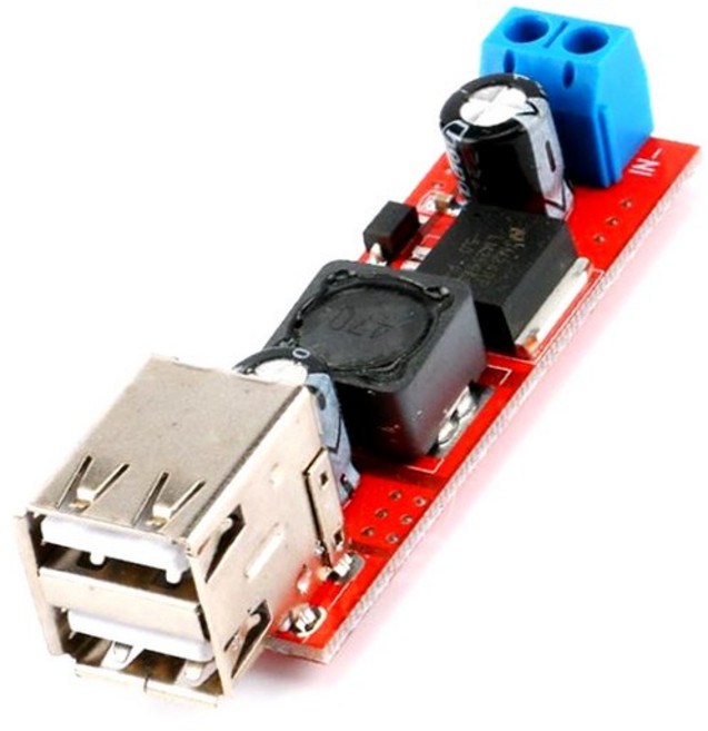 降壓穩壓電源模組 雙USB輸出DC5V 3A / 車用車載充電模組, 1個