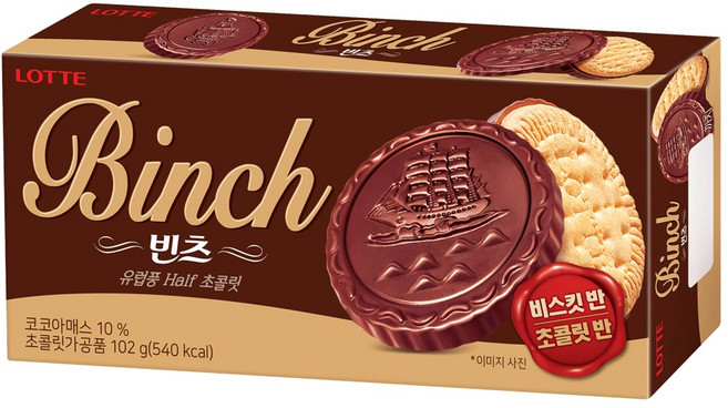 LOTTE 樂天 BINCH 巧克力餅乾, 1個, BINCH巧克力餅乾【小】102g, BINCH巧克力餅乾