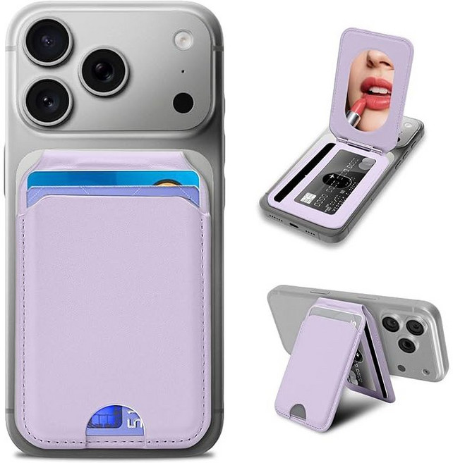 imok 磁吸卡包 適用於 MagSafe 手機, 淺紫, 1個