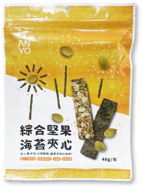 安永 綜合堅果海苔夾心, 40g, 1個
